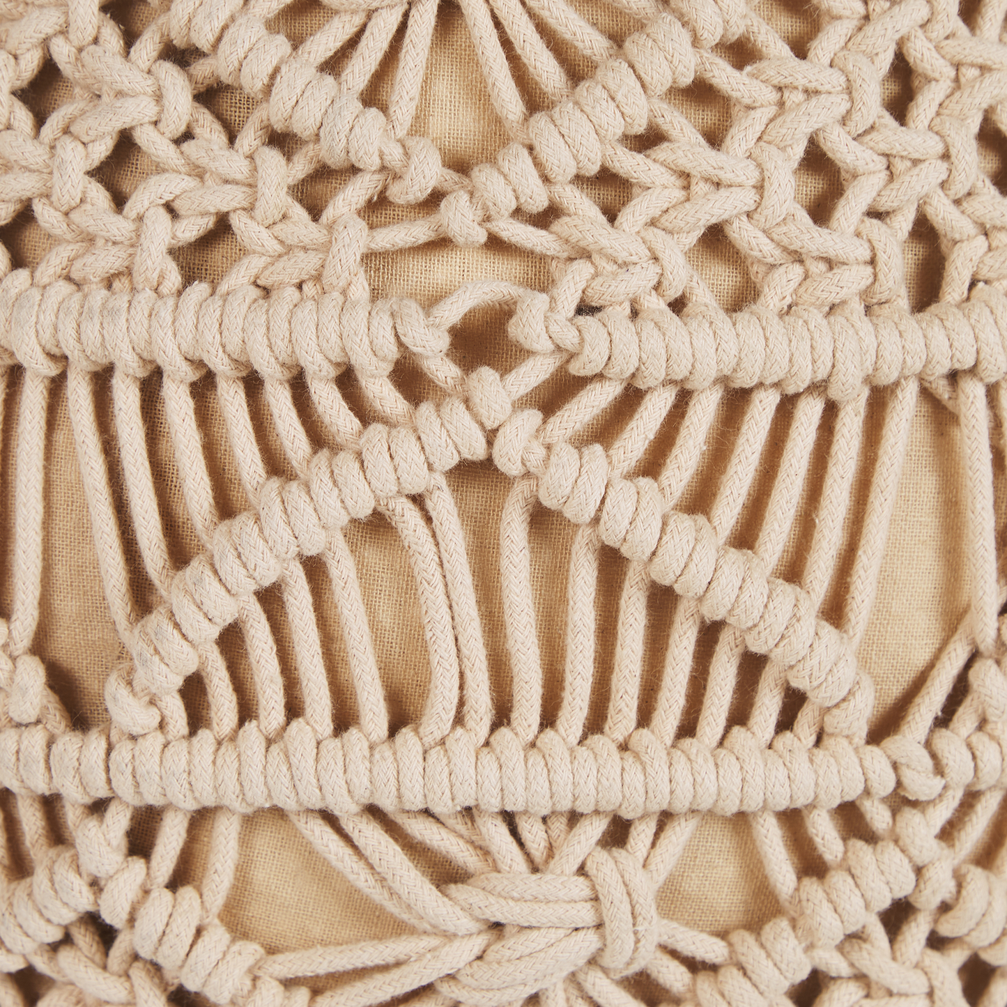 Knitted Pouffe Beige Cotton Chunky Crochet Footstool