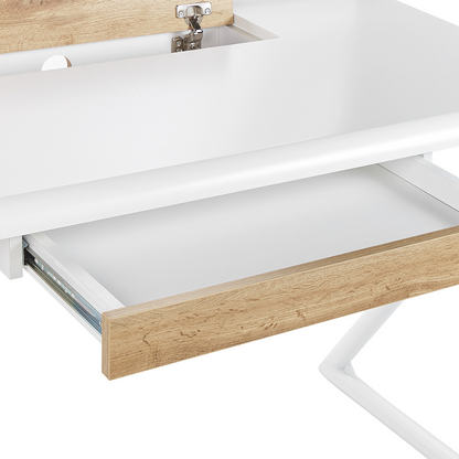 NordicHaven White And Light Wood Office Desk 120x60cm With Metal Legs