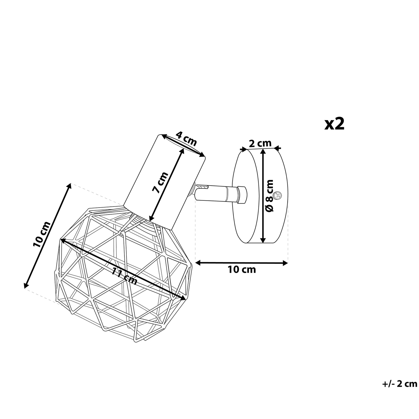 Gold Cage Wall Lamps Set Of 2 Adjustable Modern Sconces