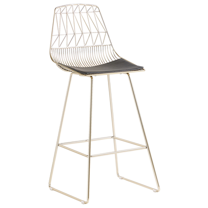 Gold Bar Chairs Set Of 2 With Faux Leather Seat Pads