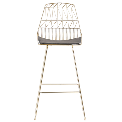 Gold Bar Chairs Set Of 2 With Faux Leather Seat Pads