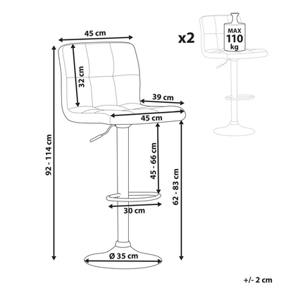 Kitchen Bar Stools Set Of 2 Beige Swivel Height Adjustable