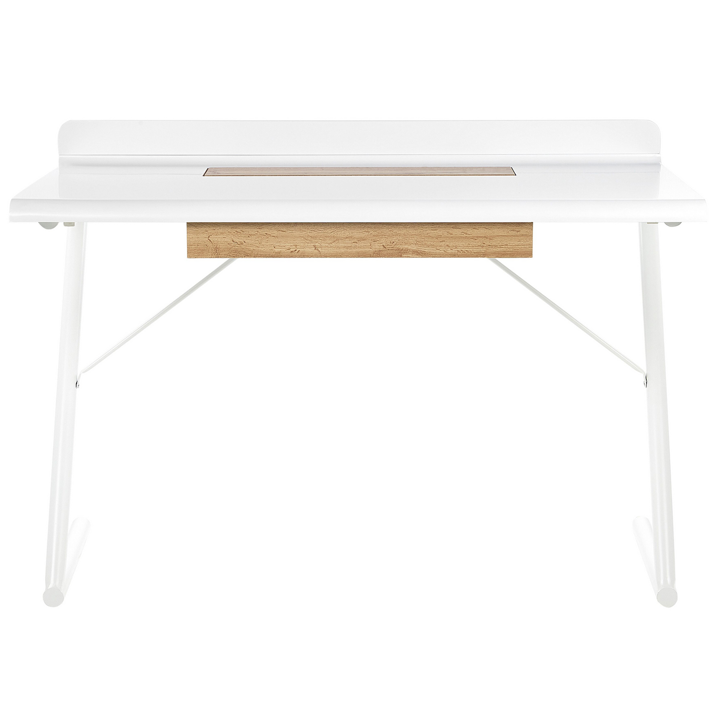 NordicHaven White And Light Wood Office Desk 120x60cm With Metal Legs