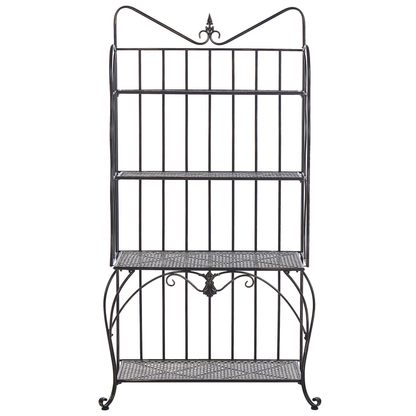 Plant Shelf Metal Black Outdoor Indoor 4 Tier Freestanding Garden Storage