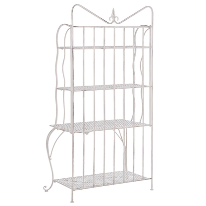 Retro Plant Shelf Iron 4 Shelf Beige Indoor Outdoor