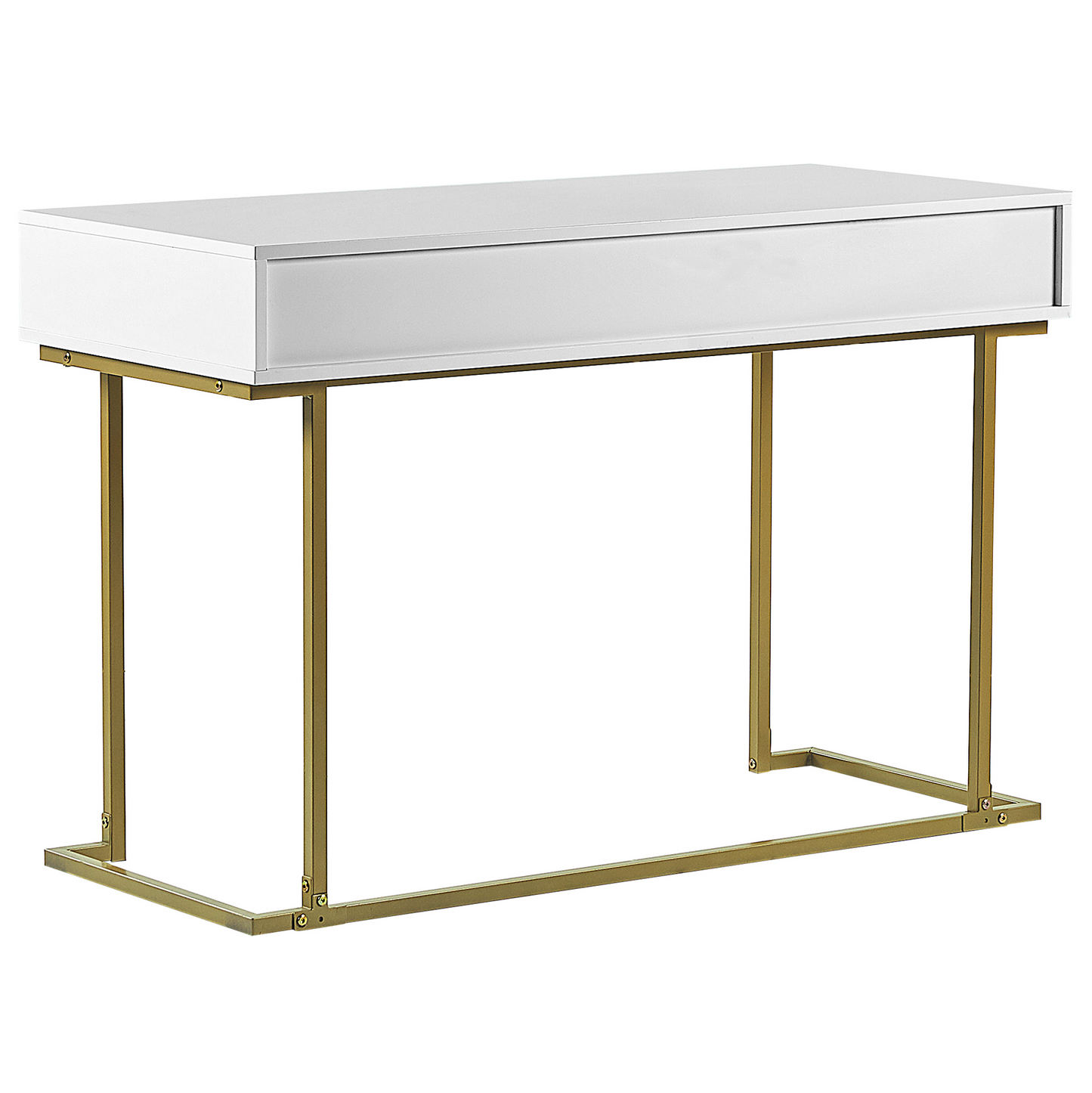 Console Table White 2 Drawers Gold Base 115 x 50cm