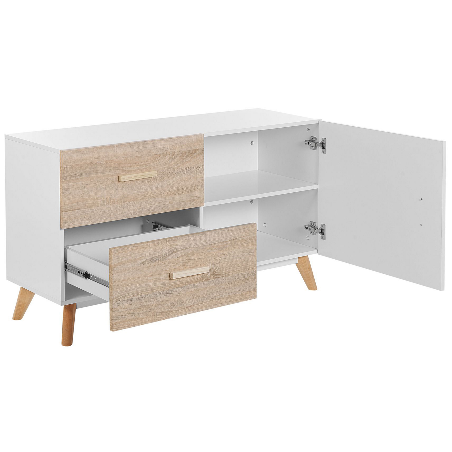 NovaCasa Sideboard White And Light Brown MDF 2 Drawers