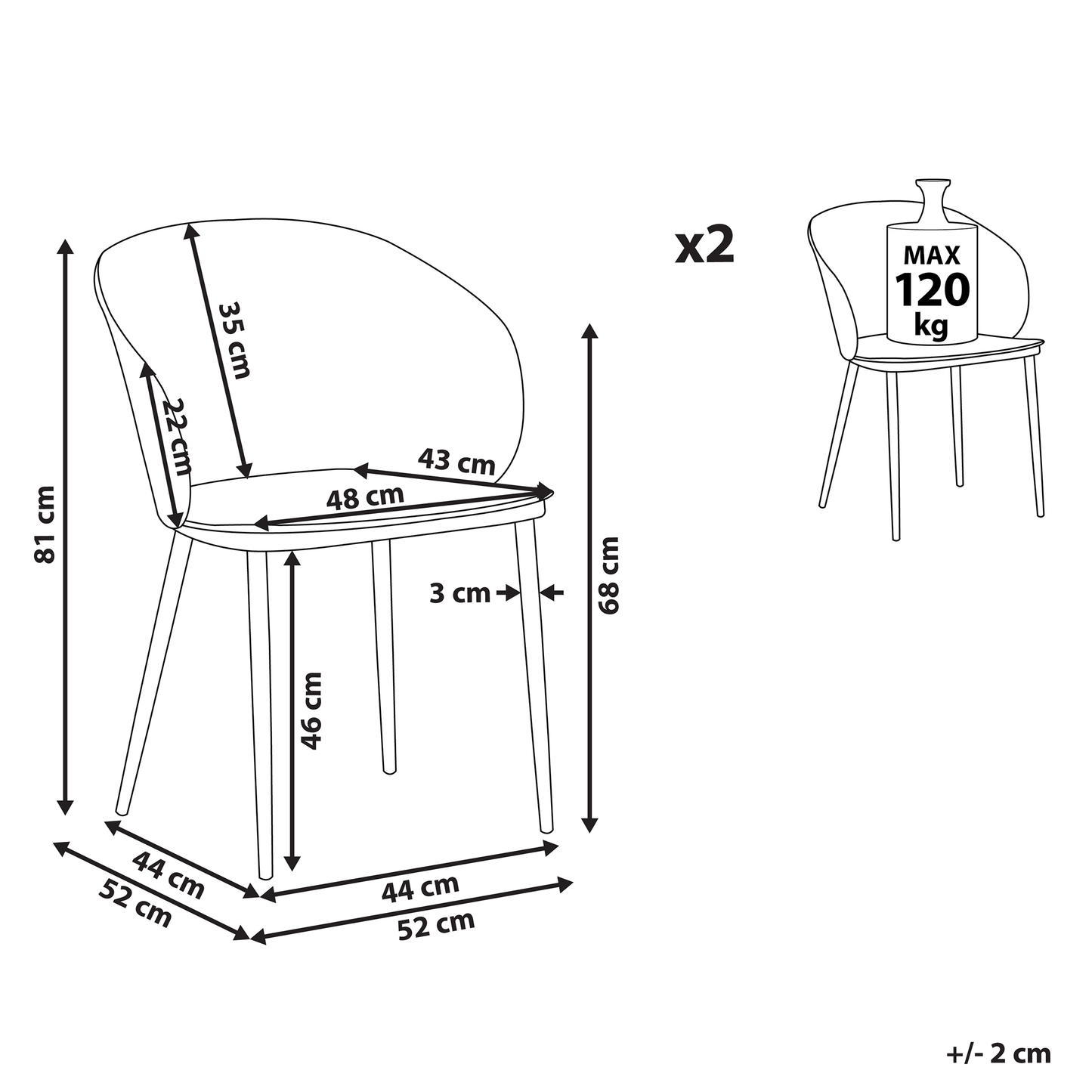 Dining Chairs Set of 2 White Synthetic Material Metal Legs