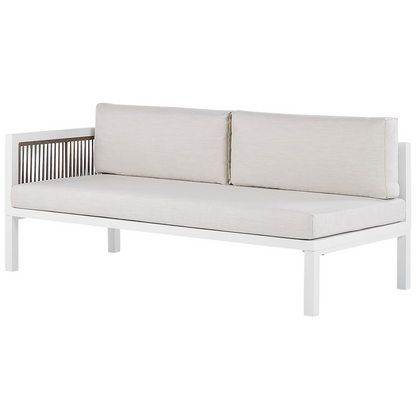 Outdoor 4 Seater Aluminium Lounge Set With Coffee Table White And Brown Cushions Modern