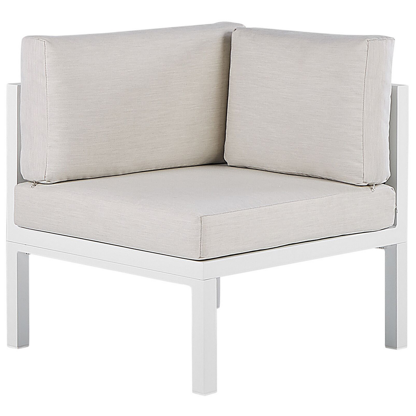 Outdoor 4 Seater Aluminium Lounge Set With Coffee Table White And Brown Cushions Modern