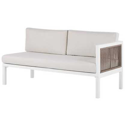 Outdoor 4 Seater Aluminium Lounge Set With Coffee Table White And Brown Cushions Modern