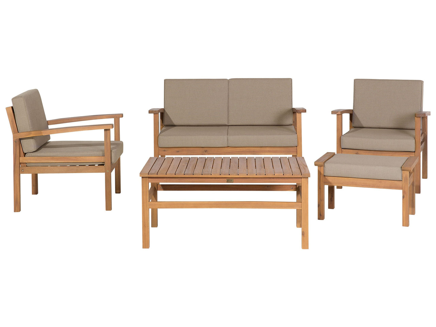 Garden Sofa Set Taupe Cushions Solid Acacia Wood 4 Seater With Table Premium Outdoor Living