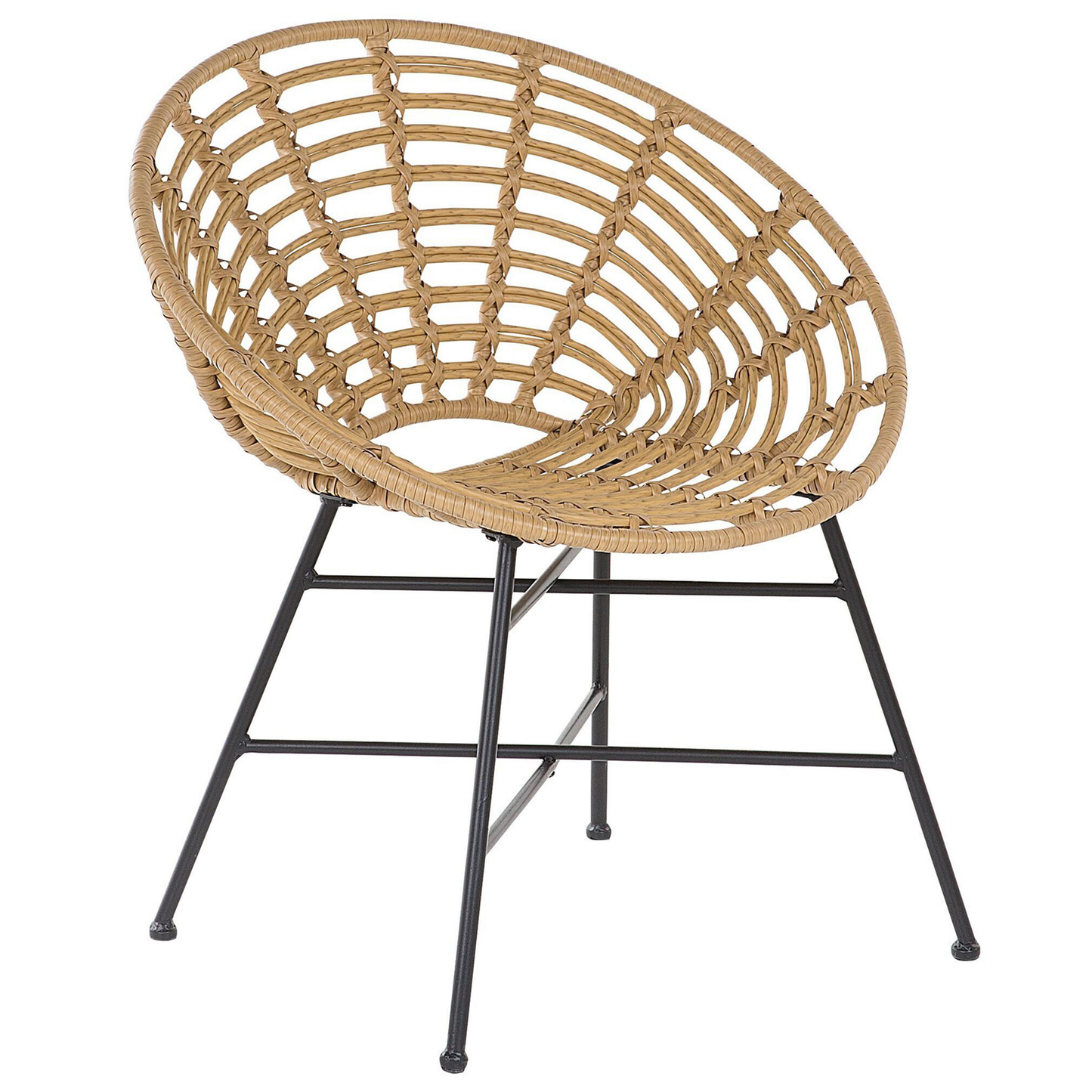 Garden Chairs Set Of 2 Light Brown PE Rattan With Metal Legs Round Boho Design