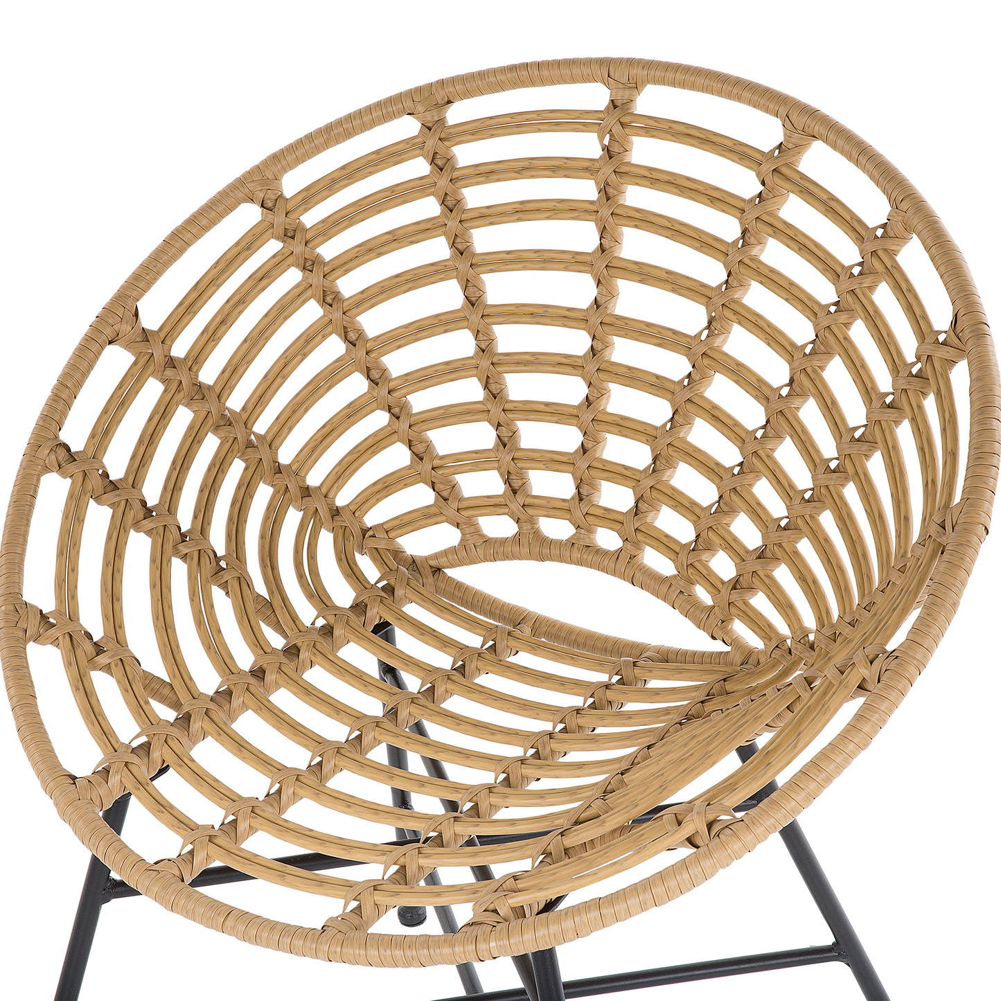 Garden Chairs Set Of 2 Light Brown PE Rattan With Metal Legs Round Boho Design
