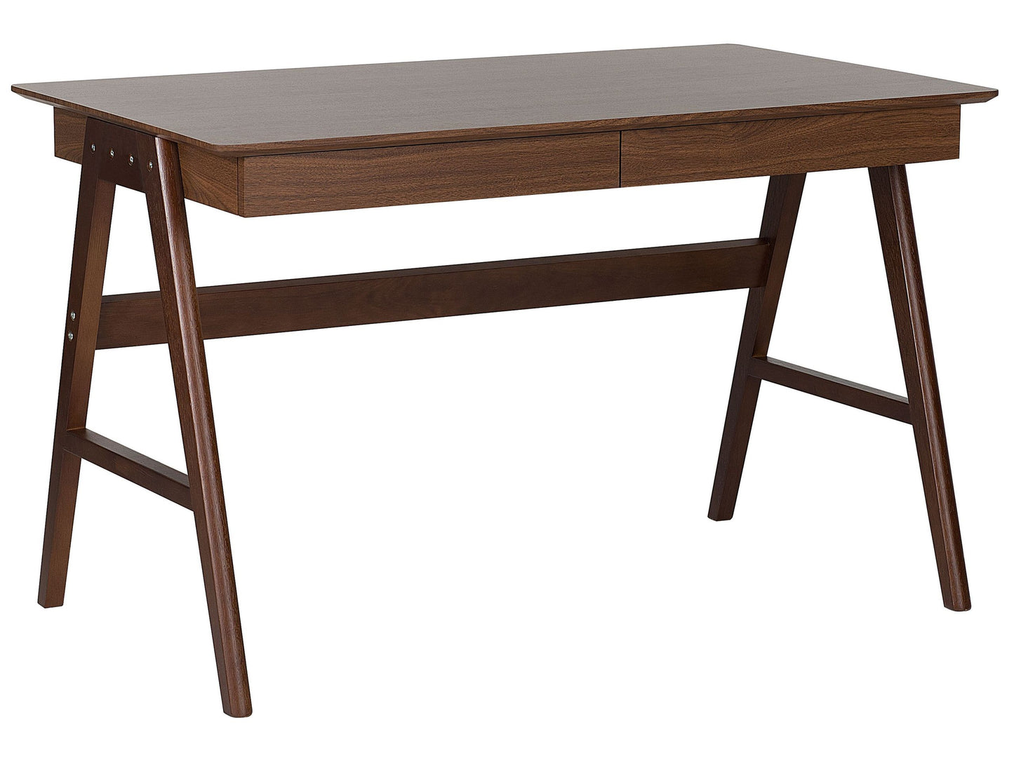 Office Desk Dark Brown Walnut 120 x 70cm 2 Drawers Workstation