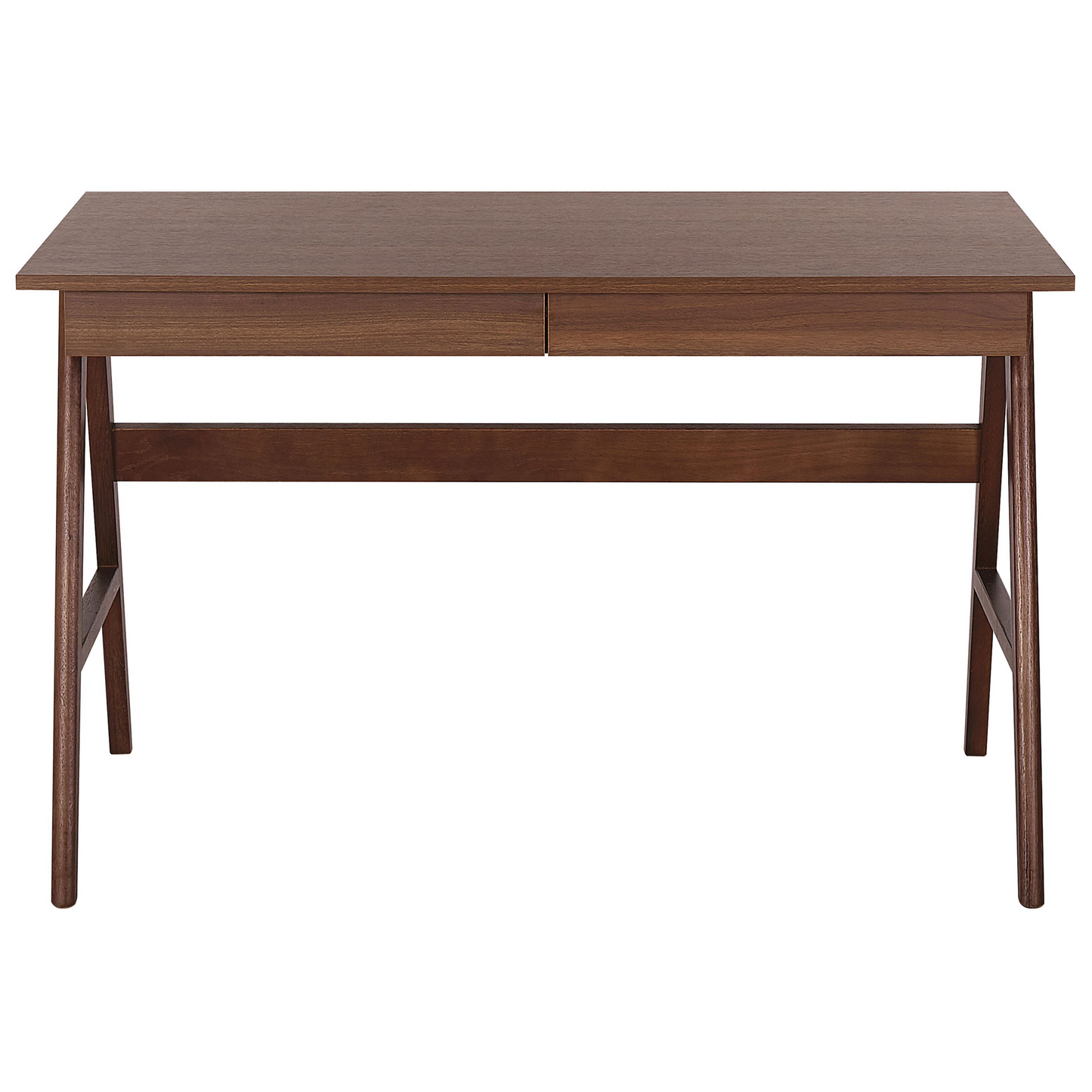 Office Desk Dark Brown Walnut 120 x 70cm 2 Drawers Workstation