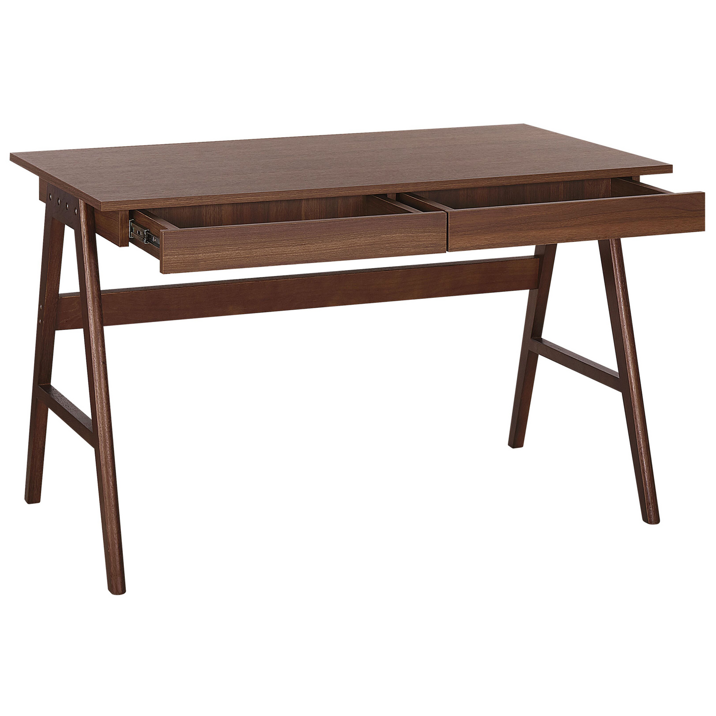 Office Desk Dark Brown Walnut 120 x 70cm 2 Drawers Workstation