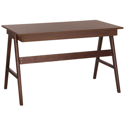 Office Desk Dark Brown Walnut 120 x 70cm 2 Drawers Workstation