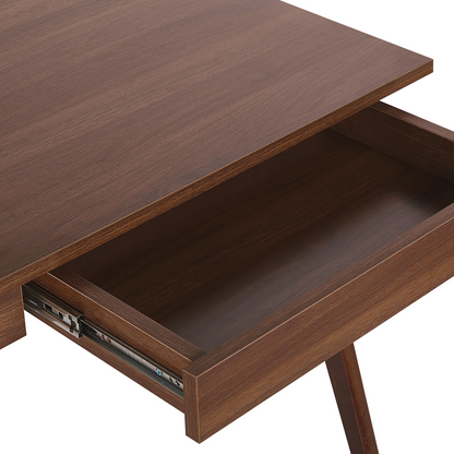 Office Desk Dark Brown Walnut 120 x 70cm 2 Drawers Workstation