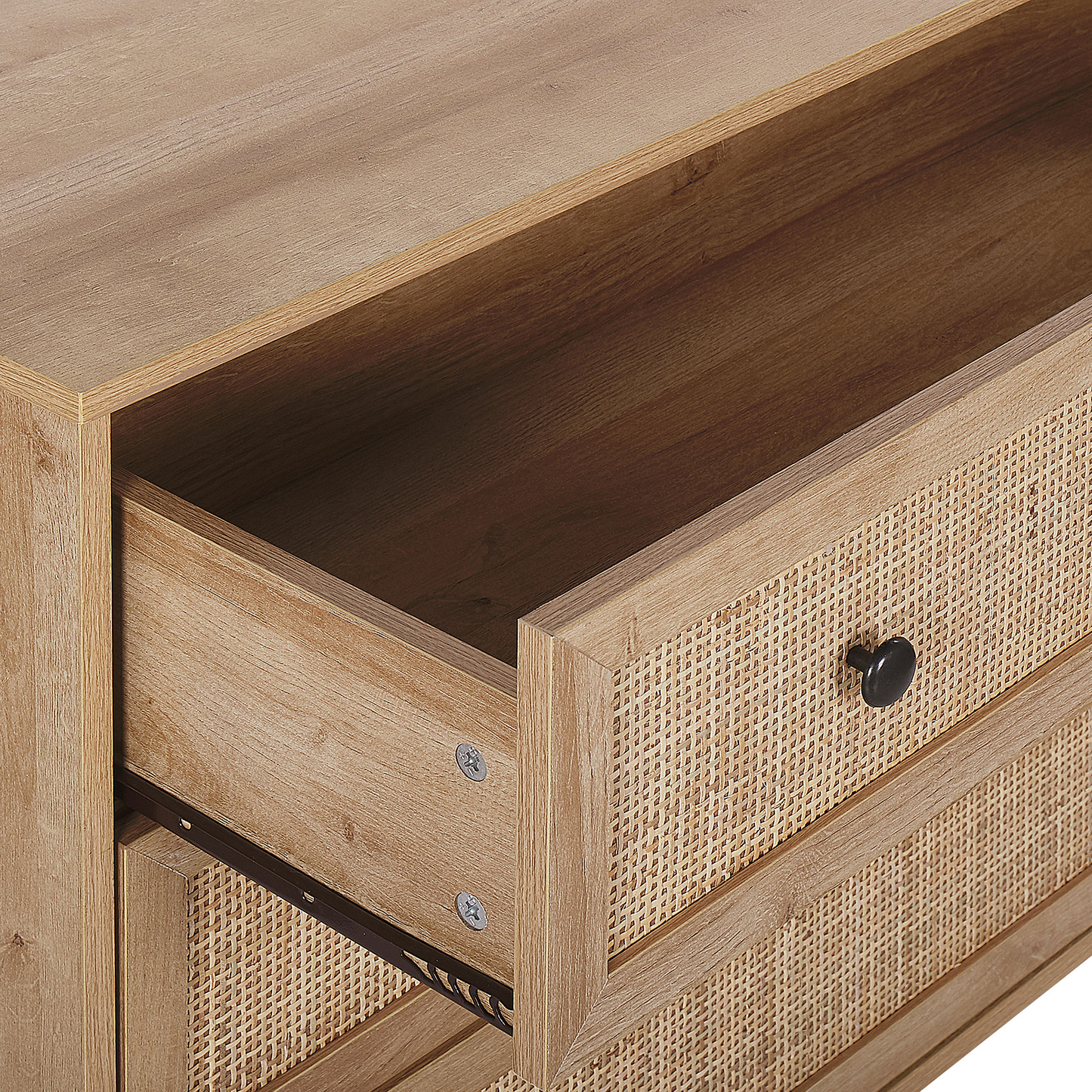 Ponca Rattan 3 Drawer Chest With Wicker Front Light Brown 90 x 79cm