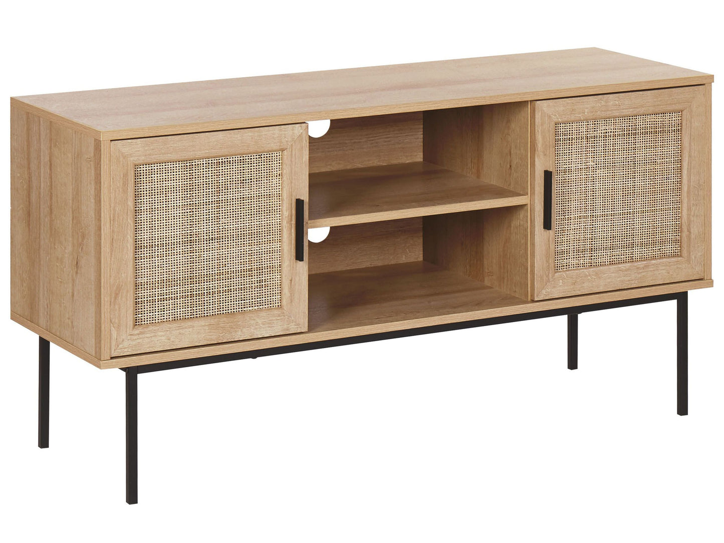 2 Door TV Stand Natural Rattan Front 120 x 63cm