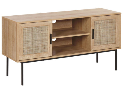 2 Door TV Stand Natural Rattan Front 120 x 63cm