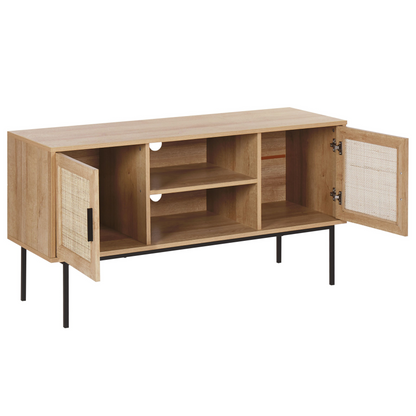 2 Door TV Stand Natural Rattan Front 120 x 63cm