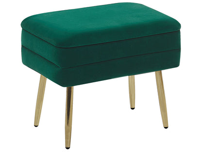 Dark Green Velvet Storage Bench With Gold Iron Legs