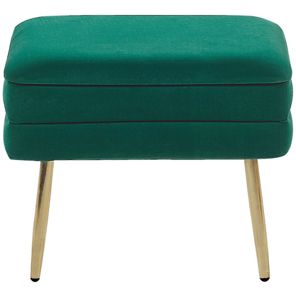Dark Green Velvet Storage Bench With Gold Iron Legs