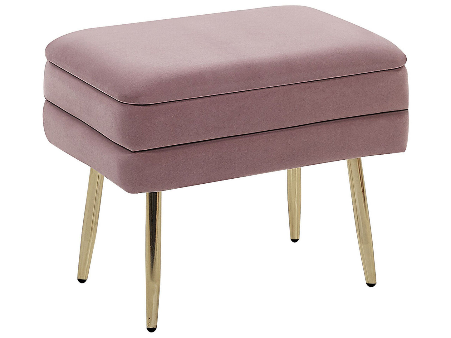Velvet Pink Storage Bench With Gold Iron Legs