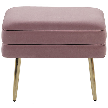 Velvet Pink Storage Bench With Gold Iron Legs