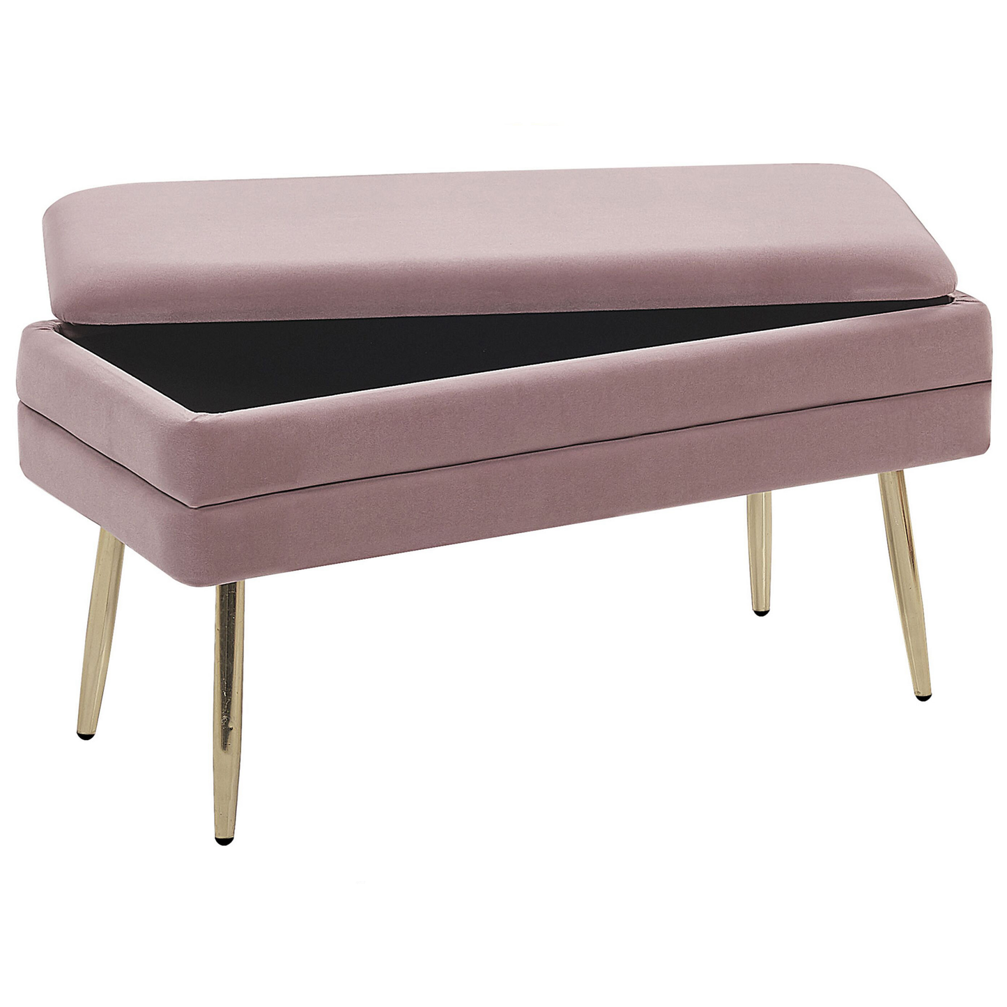 Design Pink Velvet Bedroom Storage Bench With Golden Legs