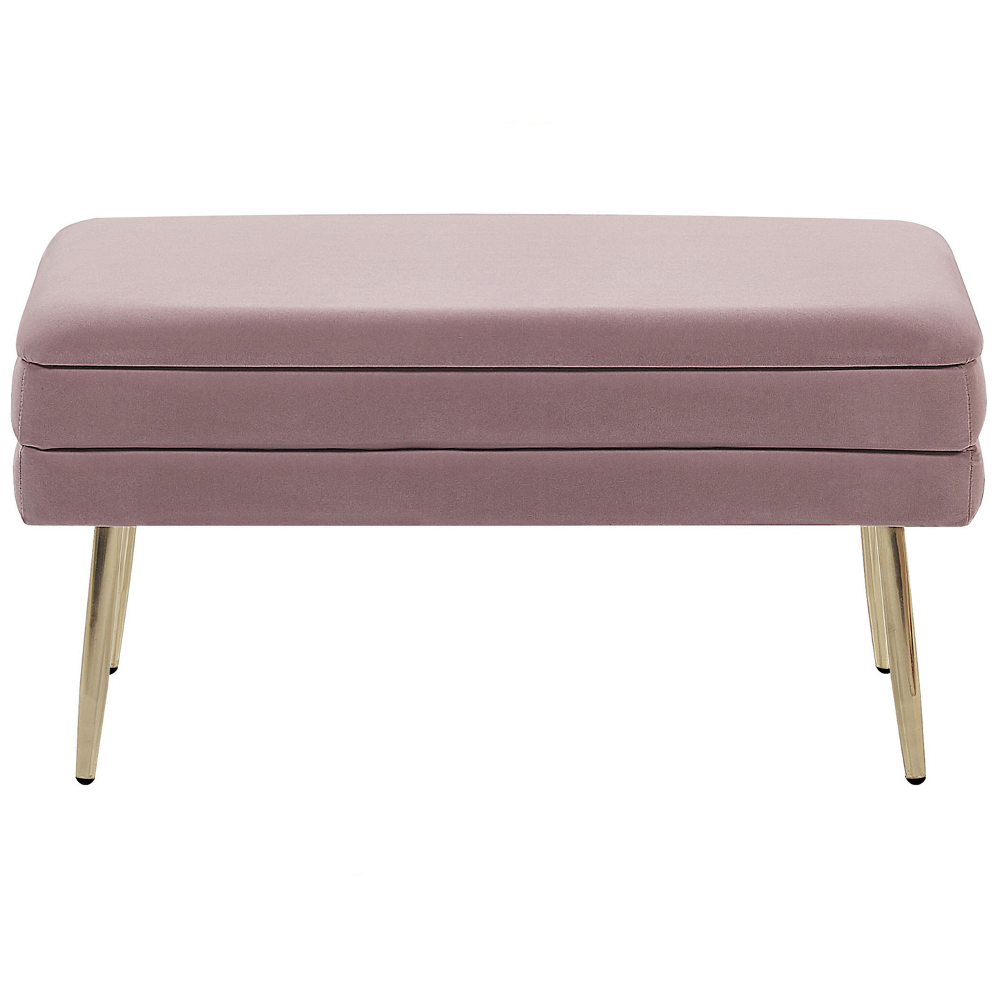 Design Pink Velvet Bedroom Storage Bench With Golden Legs