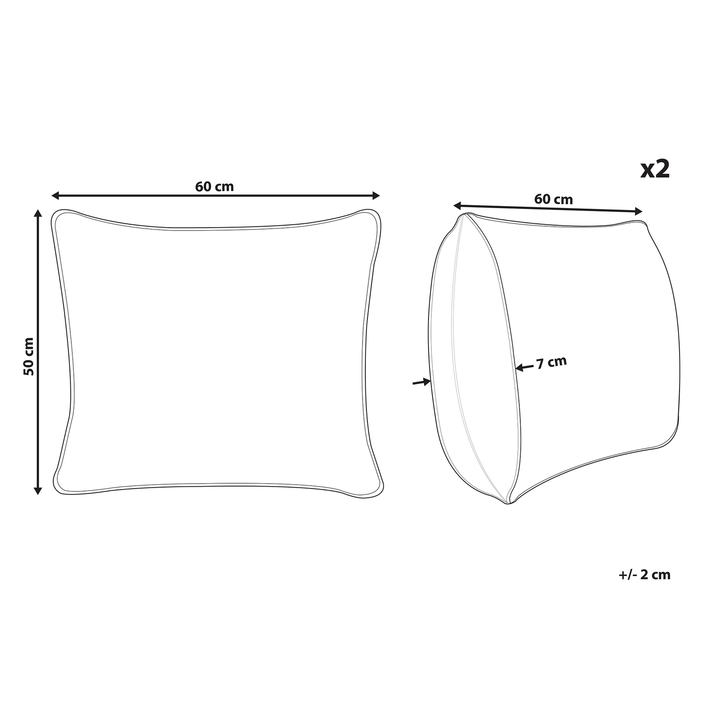 Set Of 2 White Microfibre Pillows 50 x 60cm Soft Hypoallergenic For Back And Side Sleepers