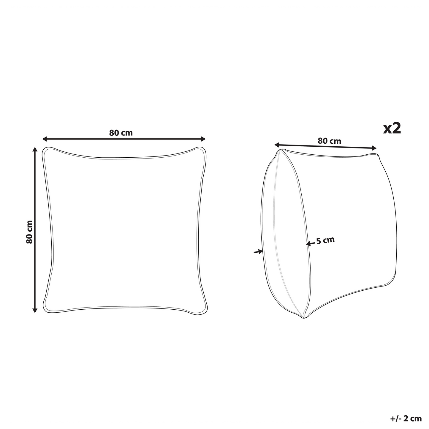 White Microfibre Pillows Set Of 2 80 x 80cm Hypoallergenic