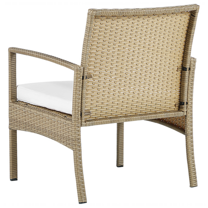 Garden 4 Seater Brown Faux Rattan Patio Set With White Cushions And Rust Resistant Steel Frame