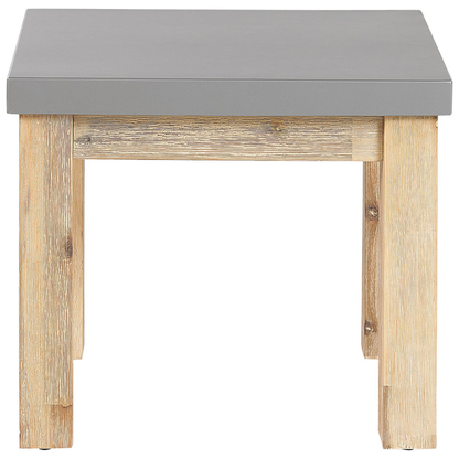 Grey Fibre Cement Outdoor Garden Stool Acacia Wood