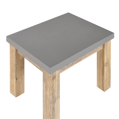 Grey Fibre Cement Outdoor Garden Stool Acacia Wood
