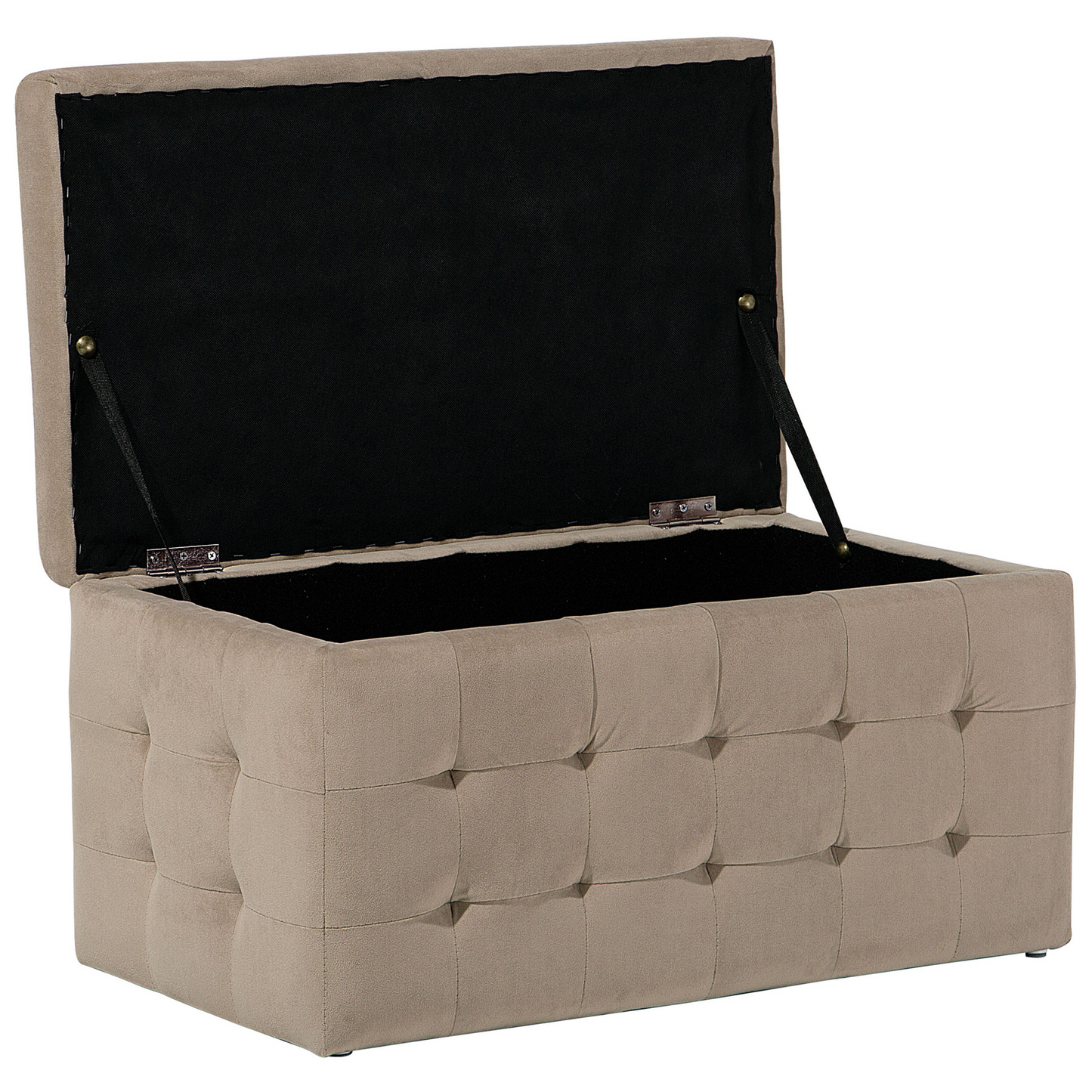 Light Brown Velvet Tufted Bedroom Storage Ottoman Bench