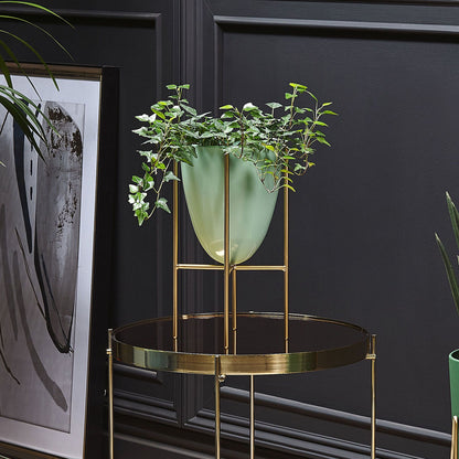 Plant Stand Green Gold Iron 16 x 16 x 31cm Indoor Outdoor
