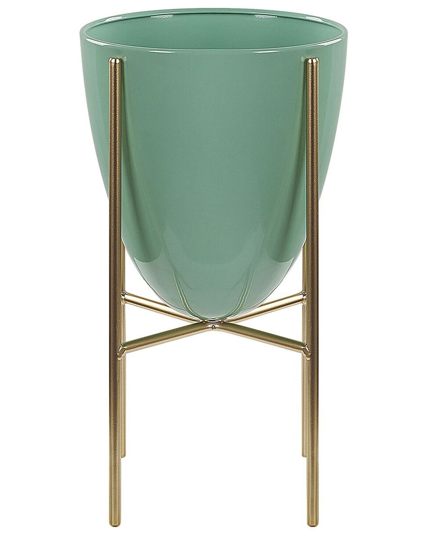 Plant Stand Green Gold Iron 16 x 16 x 31cm Indoor Outdoor