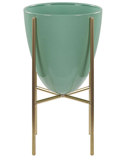 Plant Stand Green Gold Iron 16 x 16 x 31cm Indoor Outdoor