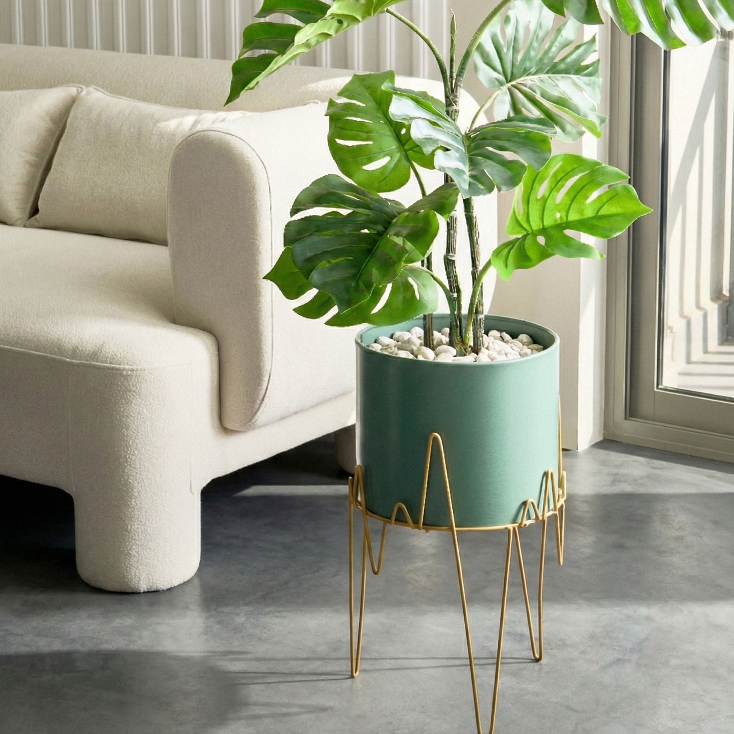 Plant Stand Green Gold Iron 28 x 28 x 50cm UV Resistant