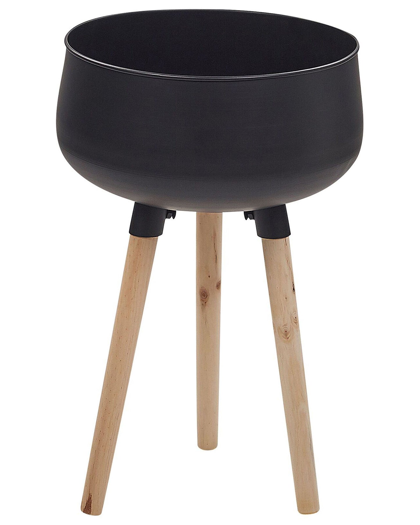 Plant Stand Black Iron Wood Legs 35 x 35 x 55cm Indoor Outdoor