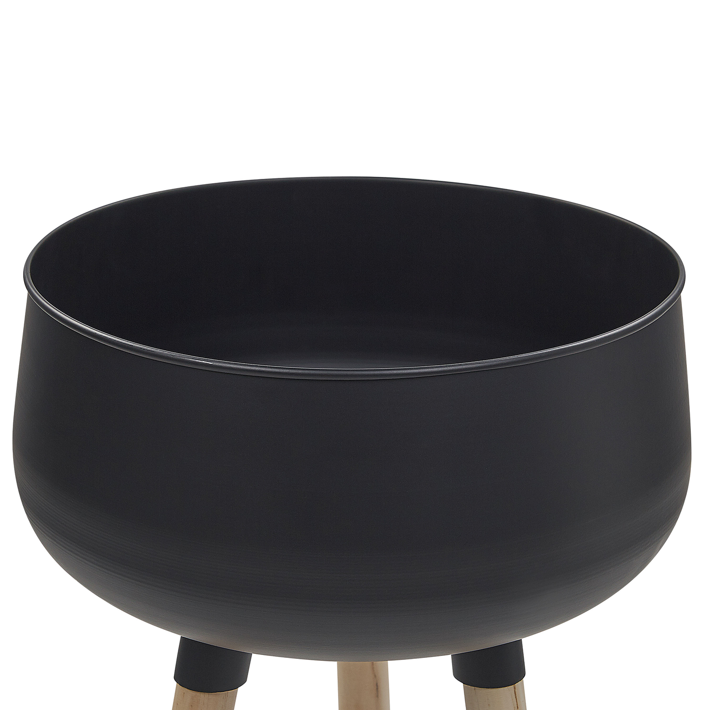 Plant Stand Black Iron Wood Legs 35 x 35 x 55cm Indoor Outdoor