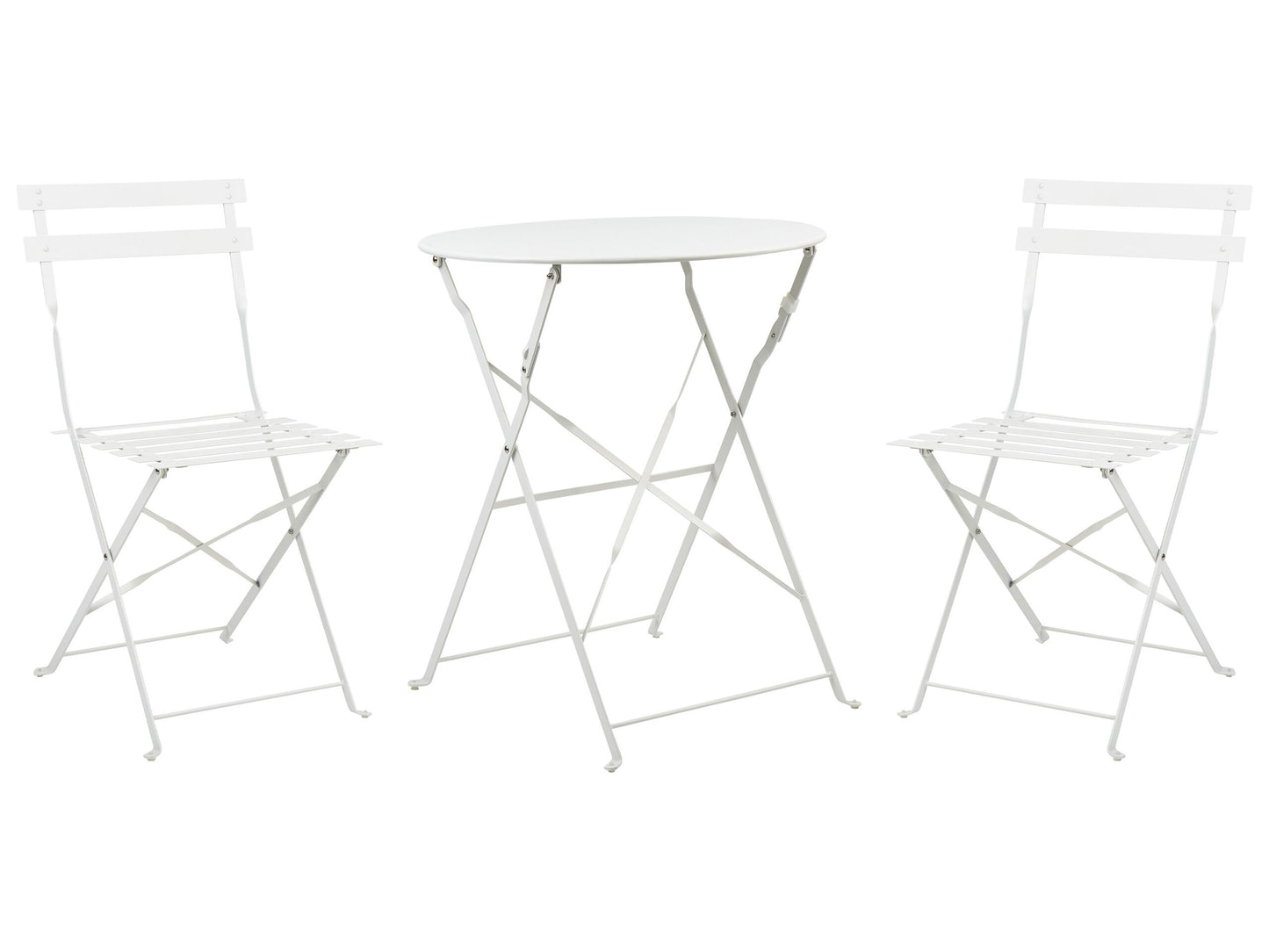 White 3 Piece Metal Folding Bistro Set Outdoor