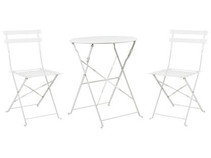 White 3 Piece Metal Folding Bistro Set Outdoor