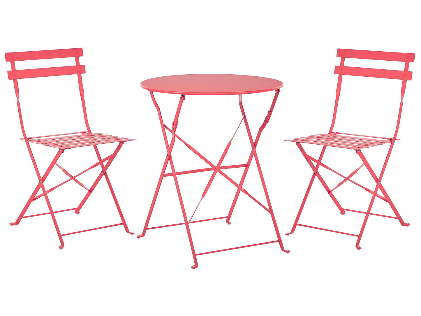 Prestige 3 Piece Red Metal Folding Bistro Set Outdoor Slatted Seat