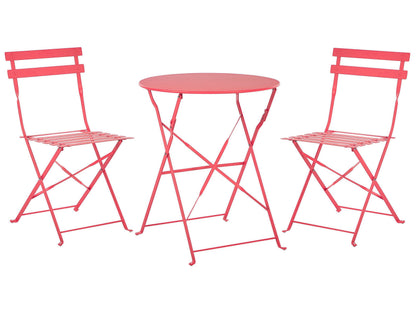 Prestige 3 Piece Red Metal Folding Bistro Set Outdoor Slatted Seat