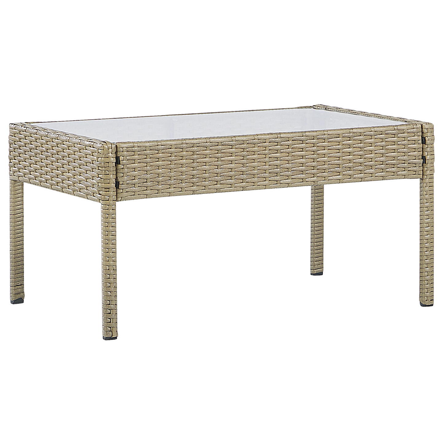 Garden 4 Seater Brown Faux Rattan Patio Set With White Cushions And Rust Resistant Steel Frame